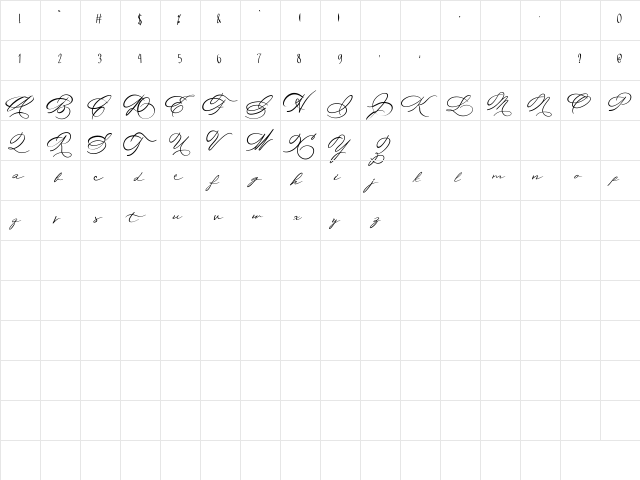 Michelle Fellicia Regular  glyph index