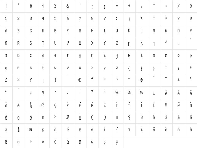 FS Blok Regular  glyph index