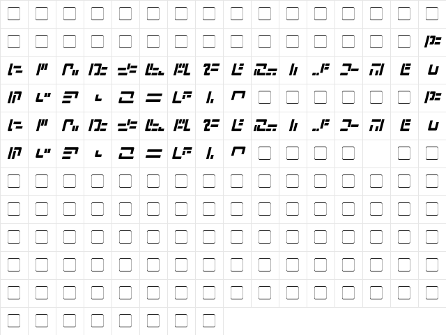 Modern Iaconic Italic  glyph index