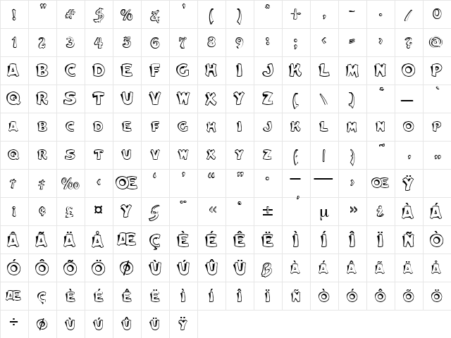 Lupine Regular  glyph index