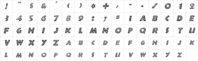 CantinaSCapsSSK Italic  glyph index