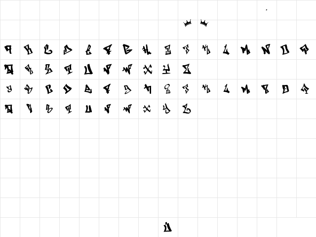 Bway Regular  glyph index