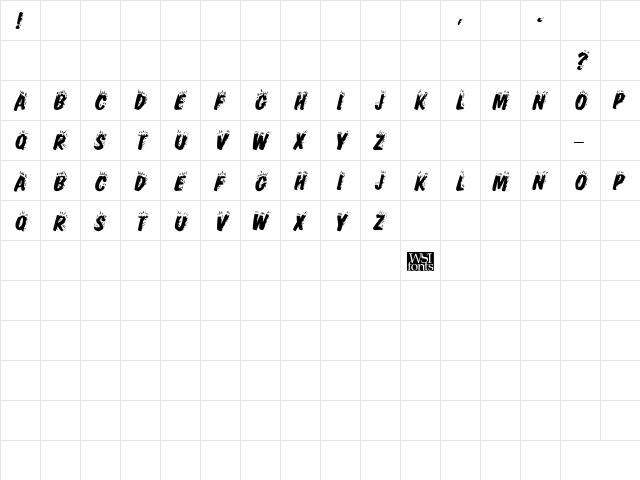 FlamingDisplayCaps Italic  glyph index