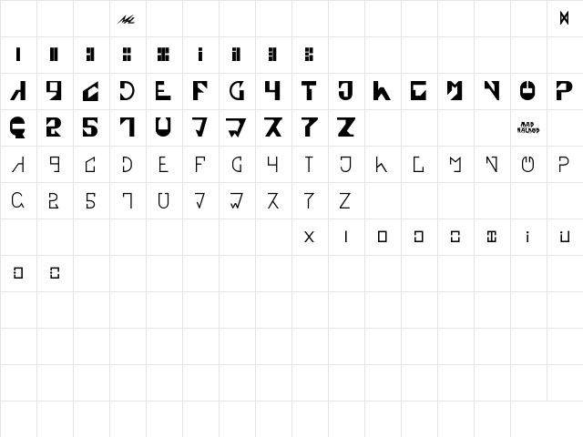Astradan_Black Bold  glyph index