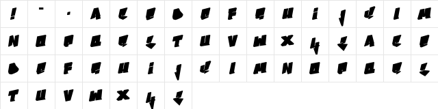 Bboy Regular  glyph index