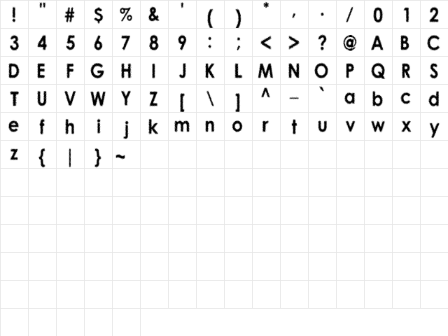 01-01-00 Regular  glyph index