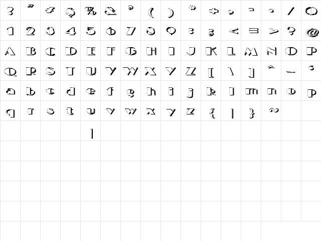 Samspade 4 Regular  glyph index