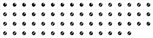 KR Eight Ball Regular  glyph index