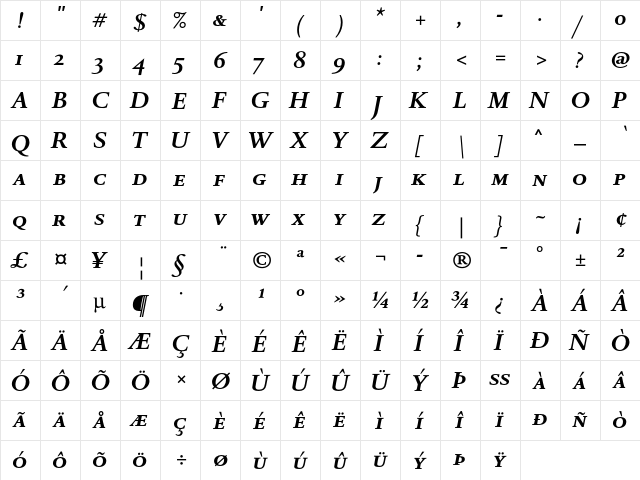 DTLRomulusTCaps Regular  glyph index