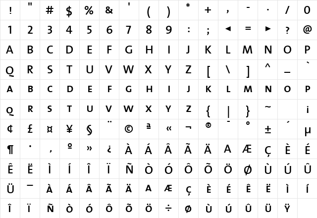 TheMixSemiBold Caps  glyph index