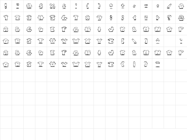 LD Frankenstein Regular  glyph index
