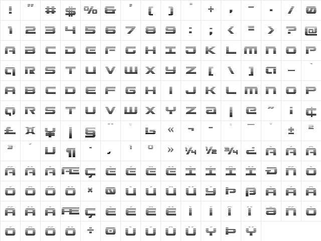 Gunship Gradient Regular  glyph index