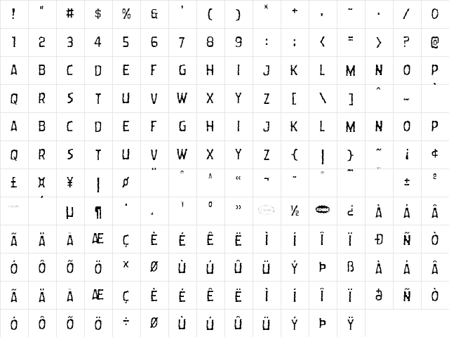 Worm Cuisine Light Light  glyph index
