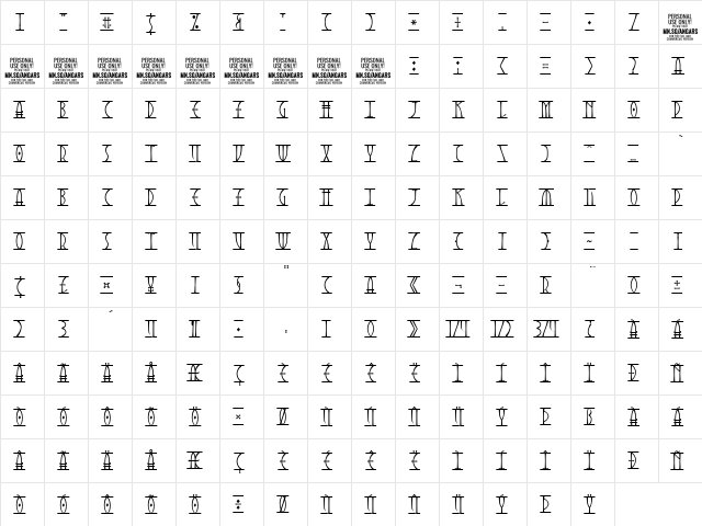Angars Runes PERSONAL USE ONLY Regular  glyph index