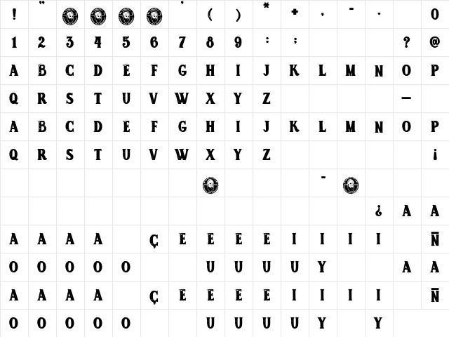 San Judas Tadeo Regular  glyph index