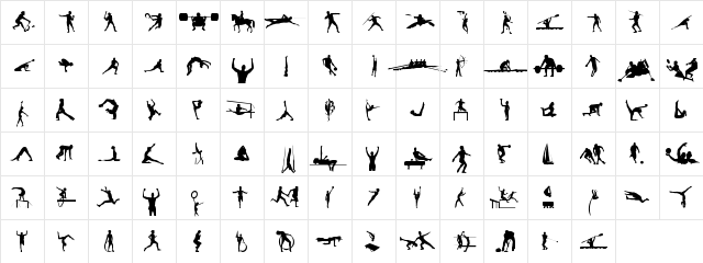 Sports tfb Regular  glyph index