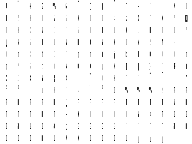 Phantacon Bold Bold  glyph index