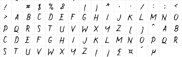 Grusel Regular  glyph index