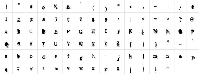 Overwork Regular  glyph index