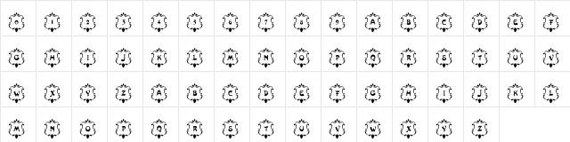 101! Badges Regular  glyph index