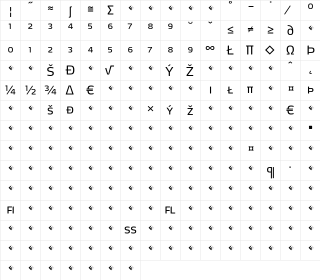Max-RegularSCExpert Regular  glyph index
