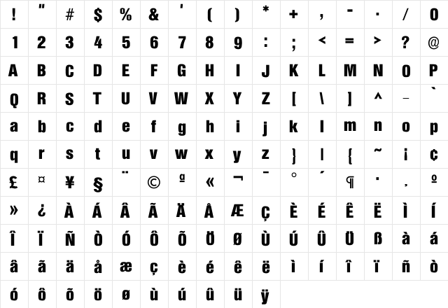 Colympia ExtraBold  glyph index