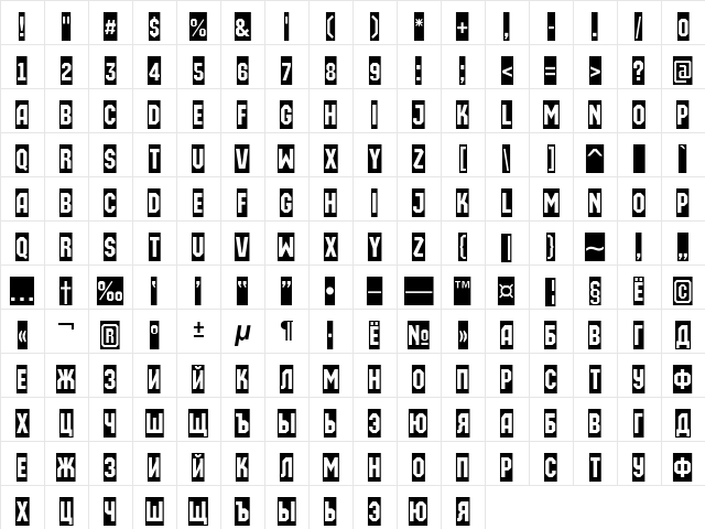 a_MachinaOrtoCm Regular  glyph index
