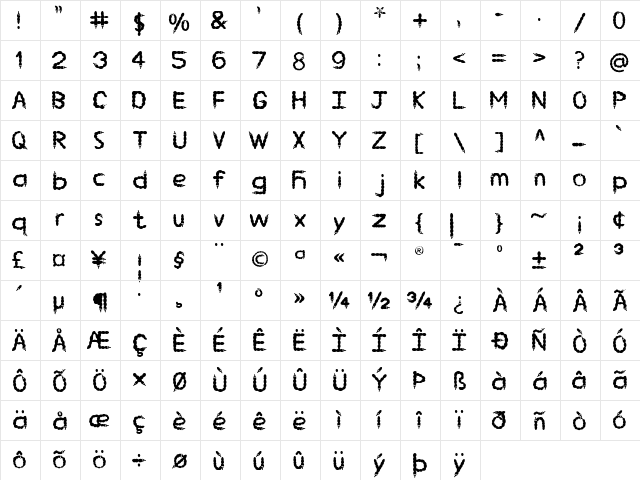 EP Chilli Regular  glyph index