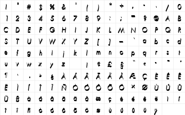 FuturaTLigOblSh1 Regular  glyph index