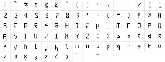 Koto Regular E.  glyph index