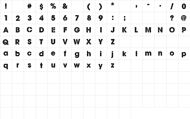 CF Ghost Stories Regular  glyph index