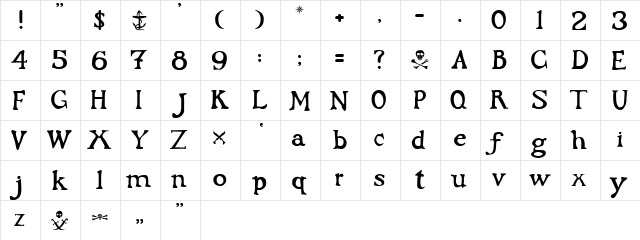 Flibustier Thin  glyph index