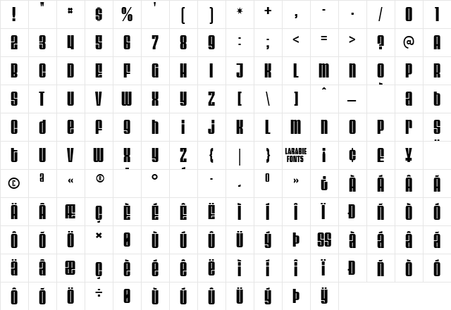 Velvenda Cooler  glyph index