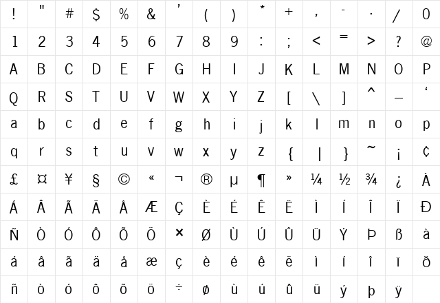 FZ BASIC 24 Normal  glyph index