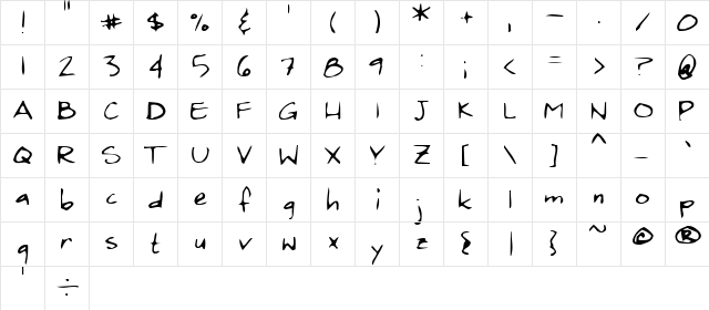 PenPalOne1 Regular  glyph index