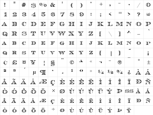 Chevalier Becker Stripes Caps Regular  glyph index