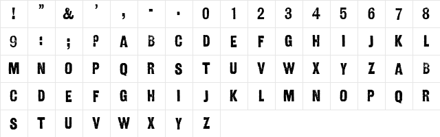 Asphaltum WF Regular  glyph index