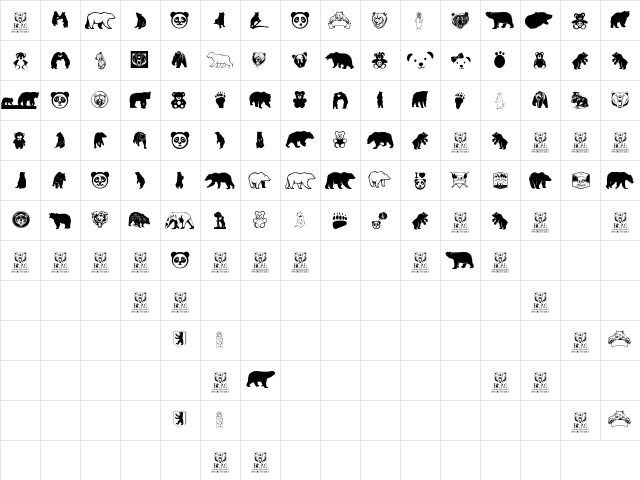 Bear Icons Regular  glyph index