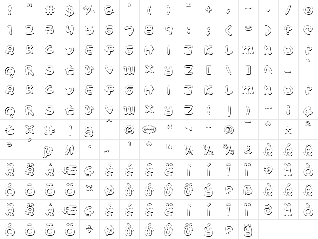 Magic Beans 3D 3D  glyph index