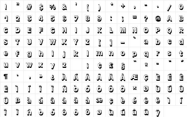 AntiqueOliTBolSh1 Regular  glyph index