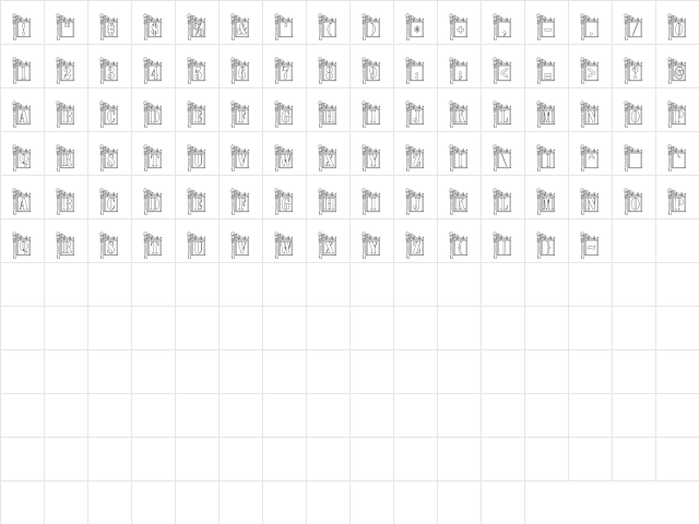 LD Shop Sign Regular  glyph index