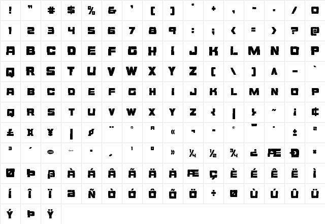 Ore Crusher Condensed Condensed  glyph index