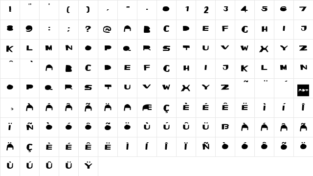 LaTania Medium  glyph index