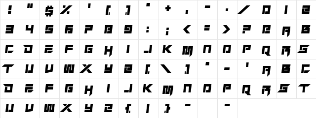 Lucid Streams Regular  glyph index