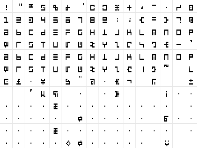 Rsultralin Cn Regular  glyph index