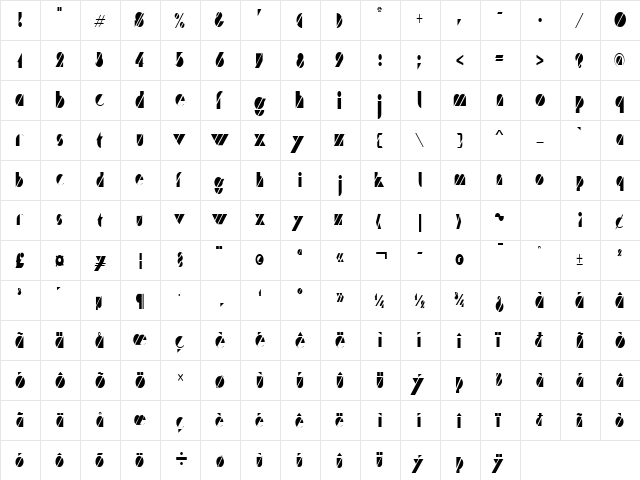 Cane-Condensed Normal  glyph index