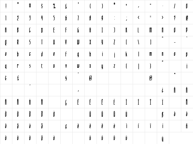 Leaflet Regular Regular  glyph index