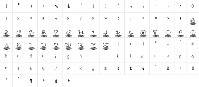 KAPastaAldente Regular  glyph index