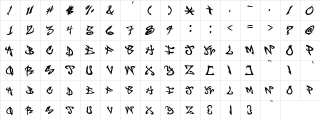 BBOYSTRUT Regular  glyph index