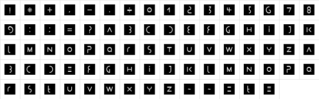 Stealth Regular  glyph index